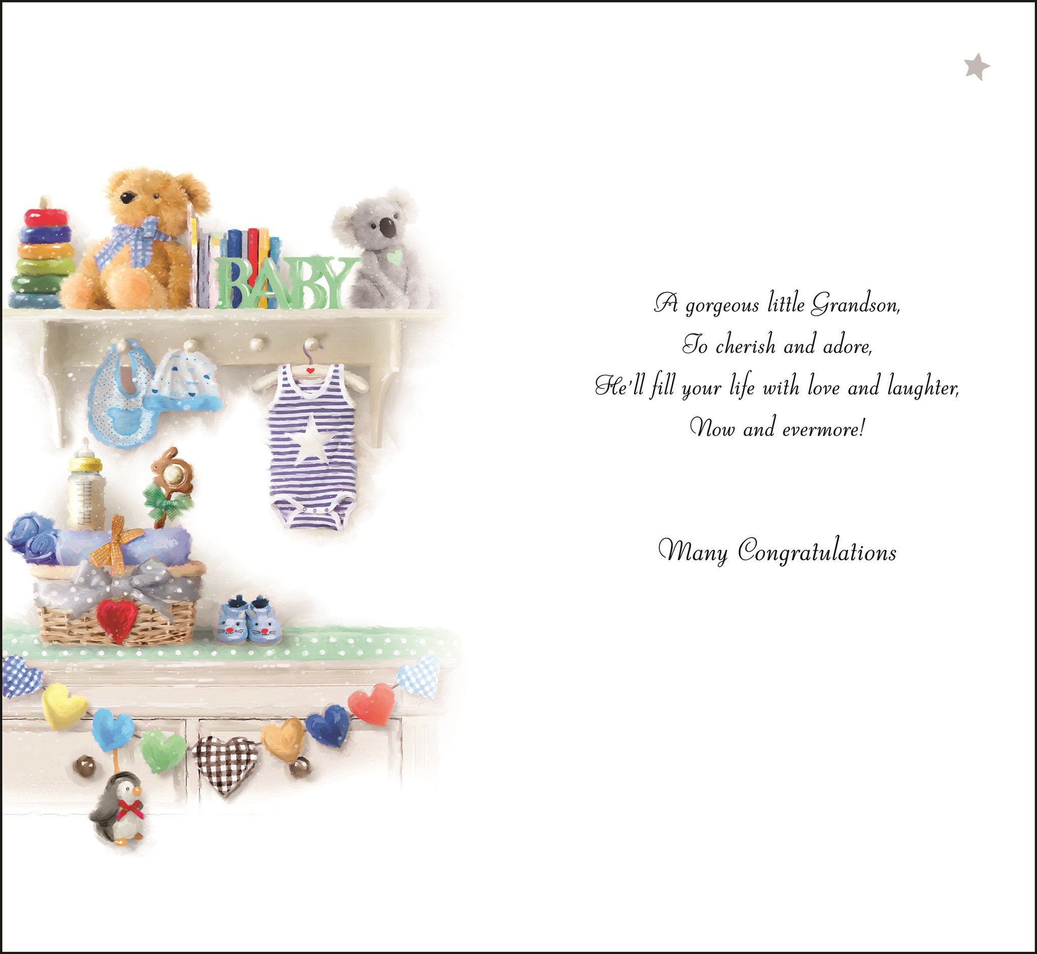 Inside of Congrats New Grandson Shelf Greetings Card