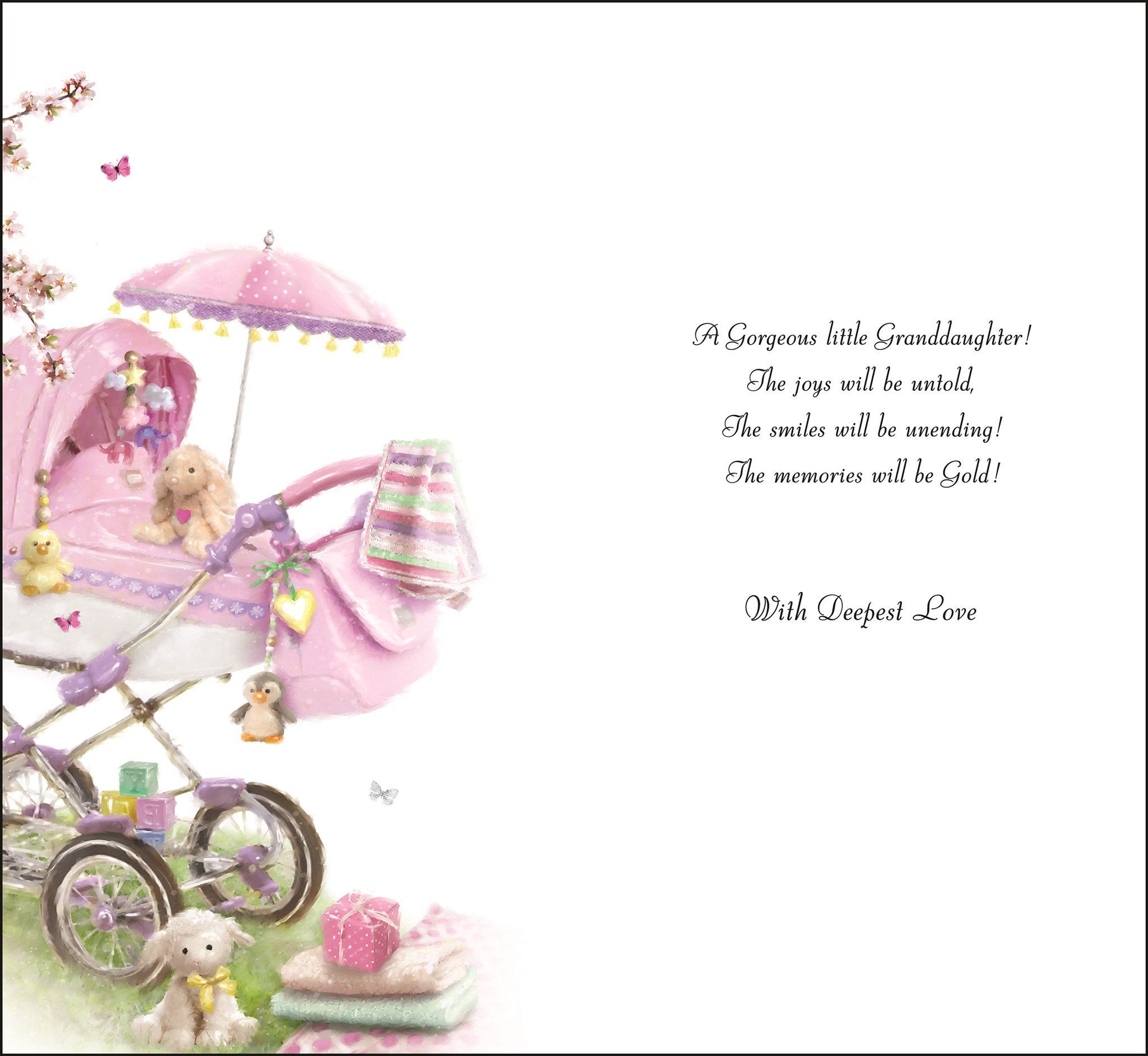 Inside of Thank You for a Granddaughter Pram Greetings Card
