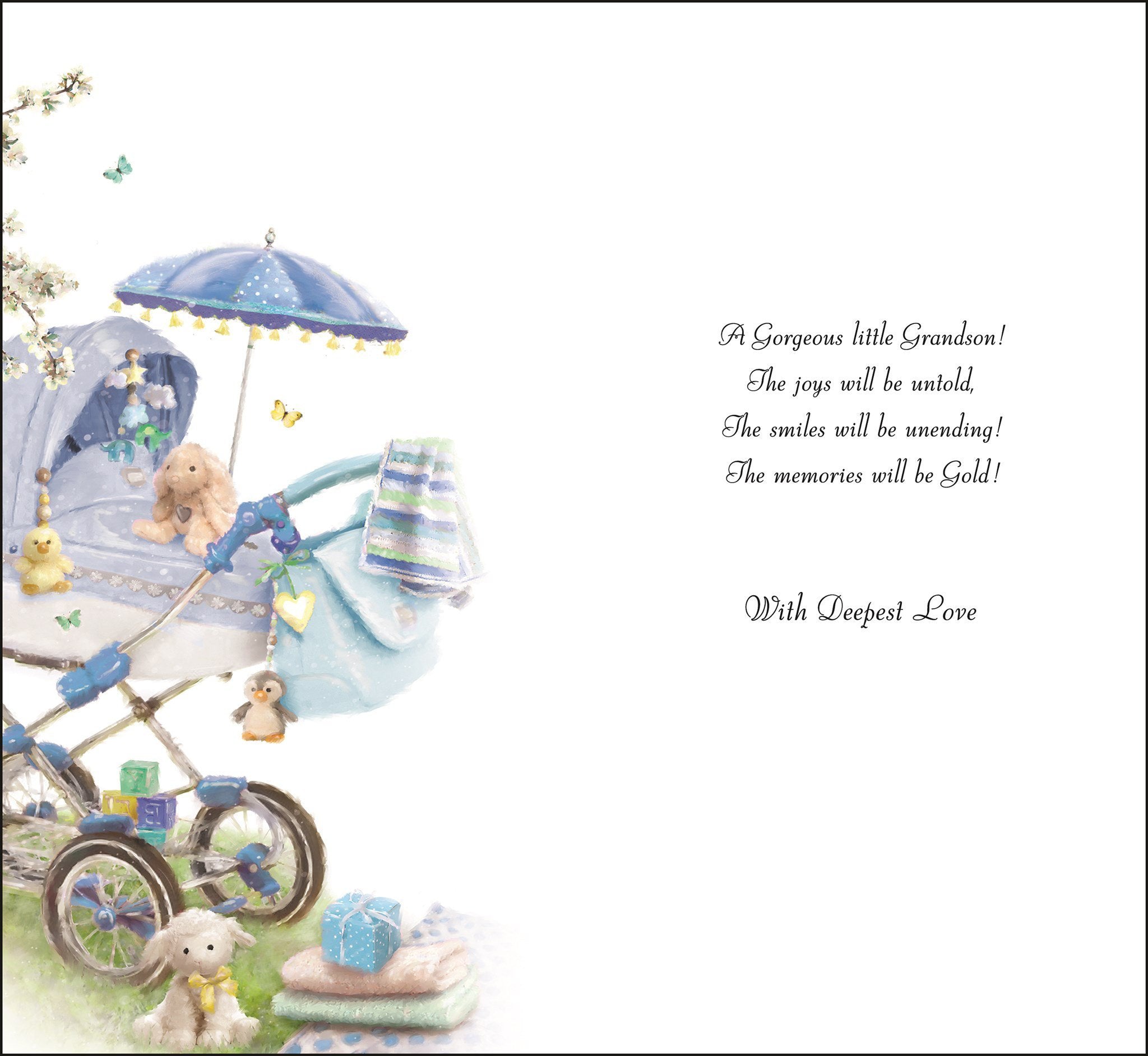 Inside of Thank You for a Grandson Pram Greetings Card