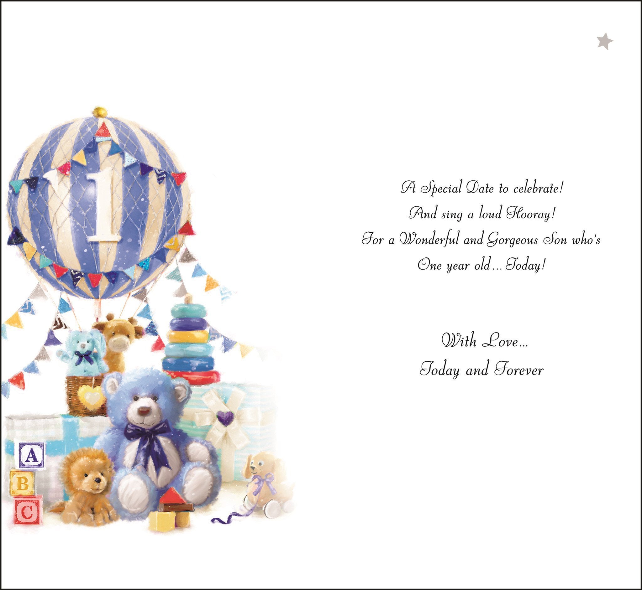 Inside of Son 1st Birthday Balloon Greetings Card