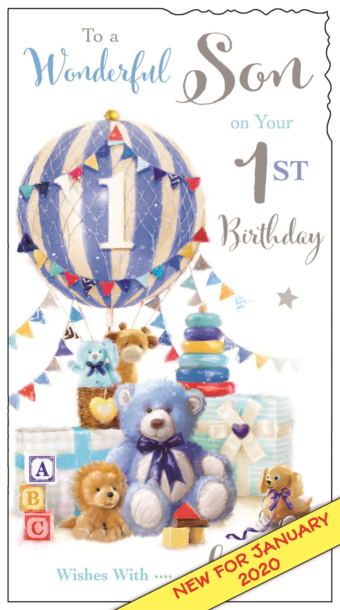 Front of Son 1st Birthday Balloon Greetings Card