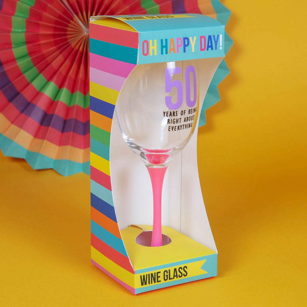 50 Wine Glass Oh Happy Day!