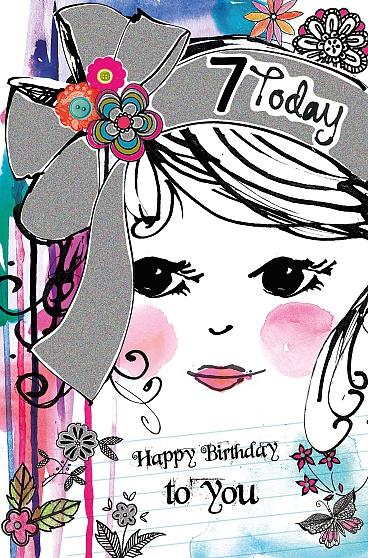Photograph of 7th Birthday Vintage Girl Greetings Card at Nicole's Shop