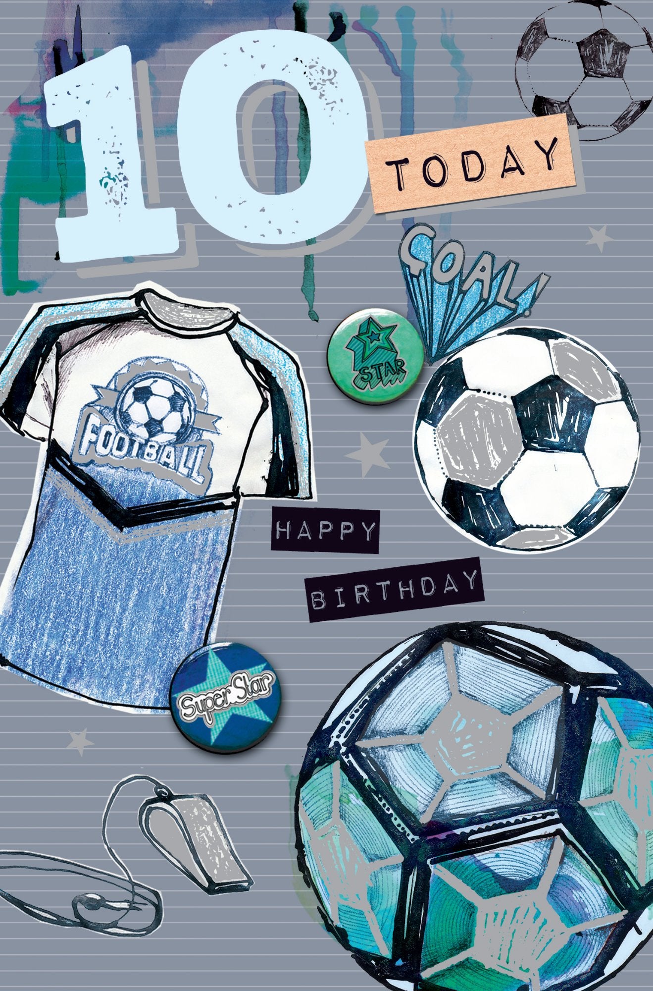 Photograph of 10th Birthday Footballs Greetings Card at Nicole's Shop