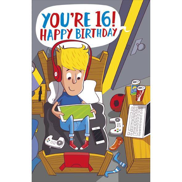 Photo of Birthday Young Adult 16th Boy Hum Greetings Card