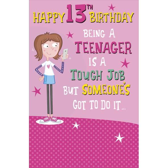 Photo of Birthday Young Adult 13th Fem Hum Greetings Card