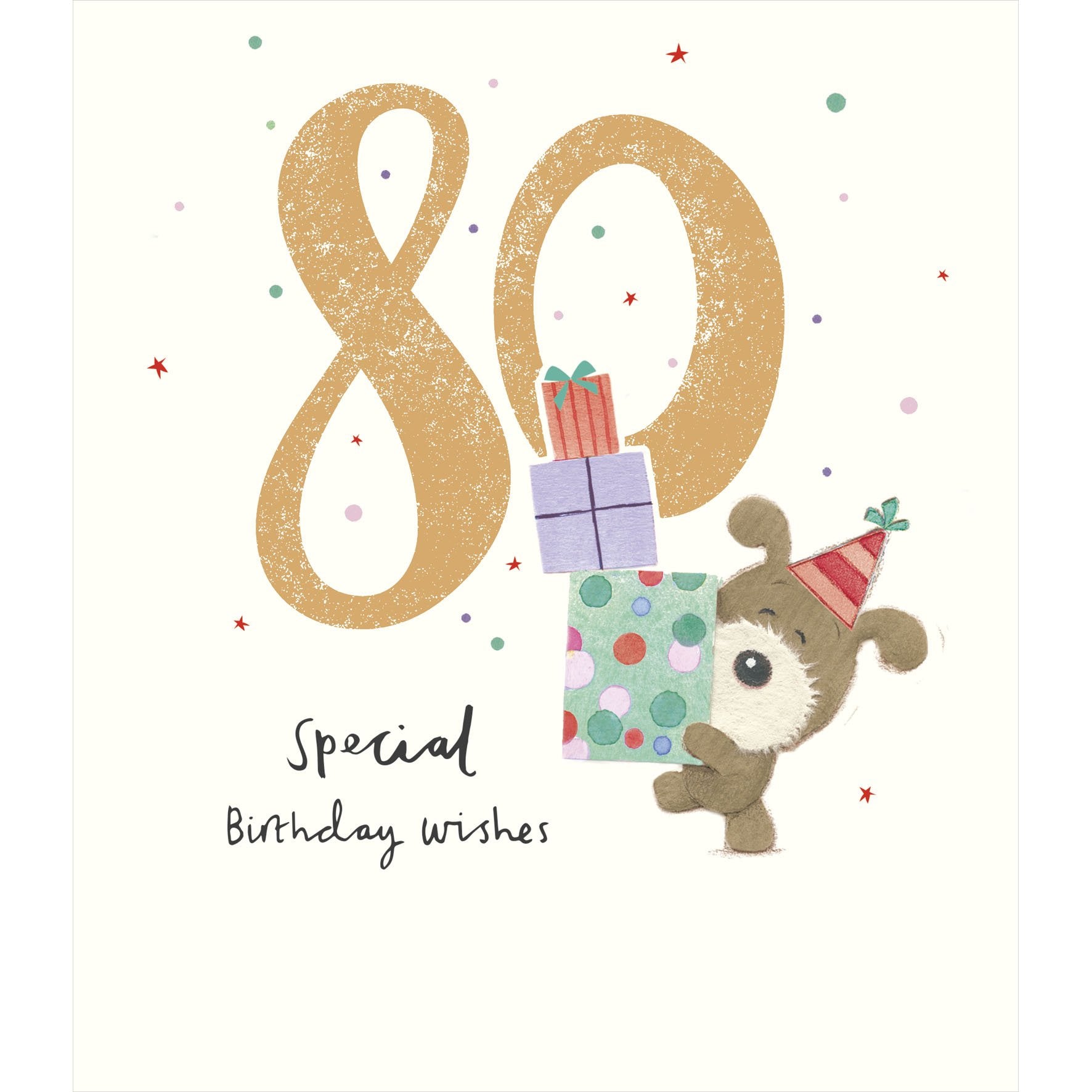 Front of 80 Special Birthday Wishes Teddy Greetings Card